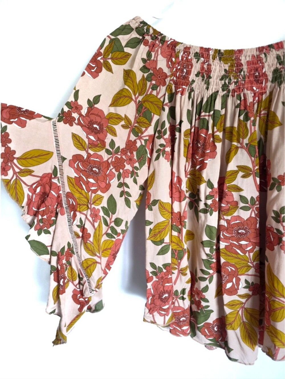 ANDTHEWHY Boho Floral Festival Butterfly Off-shoulder Sleeve Top S
